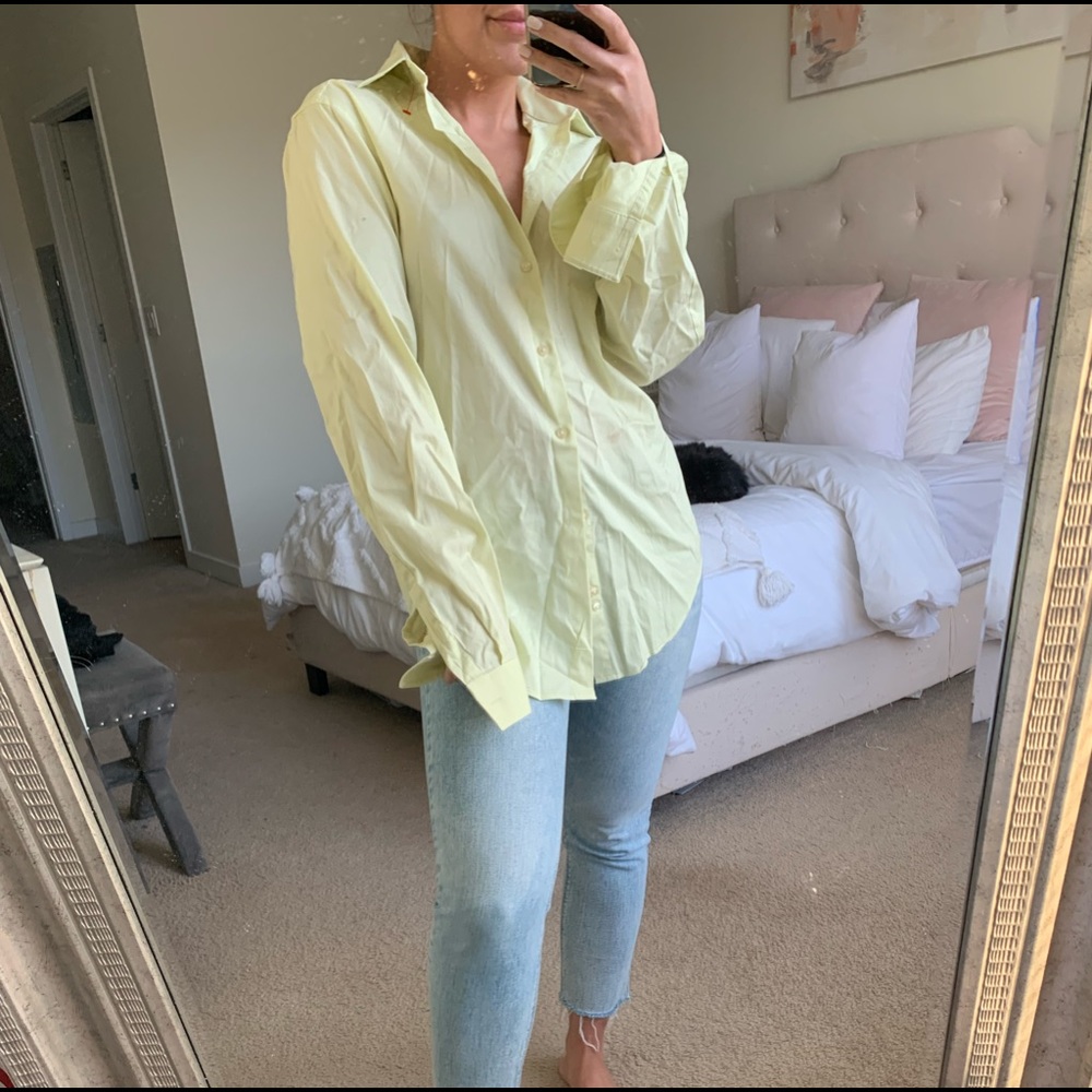 Lime Green Oversized Button Down Top - image 3